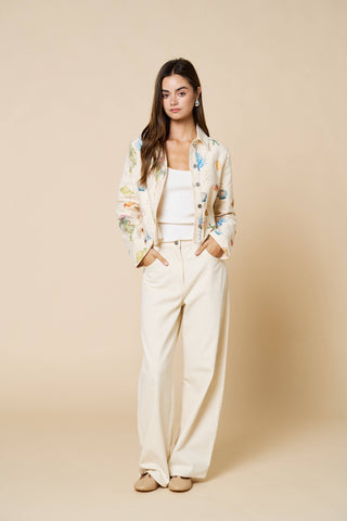 Daisy Cream Barrel Pants