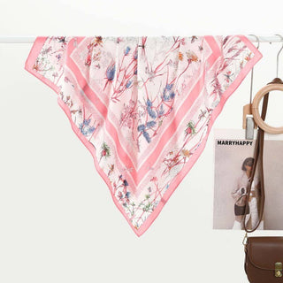 Large Print Silky Feel Bandana Scarf-Pink
