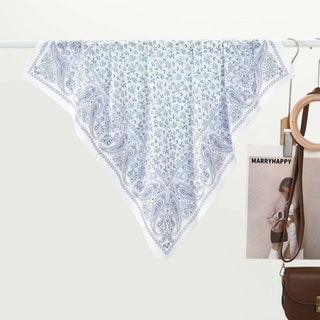 Small Floral Toile Print Bandana Scarf