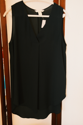 H&M Sleeveless V-Neck Black Tunic