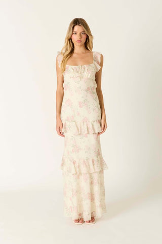 Lila Butter Floral Tiered Maxi Dress