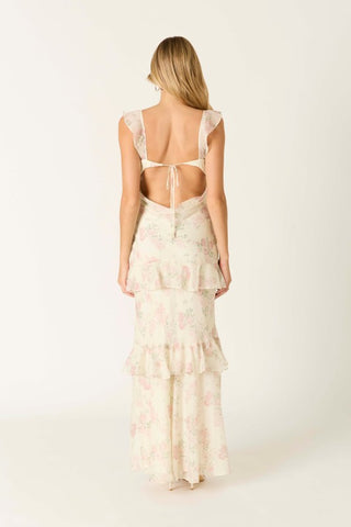 Lila Butter Floral Tiered Maxi Dress