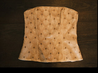 White House Black Market White and Gold Bustier