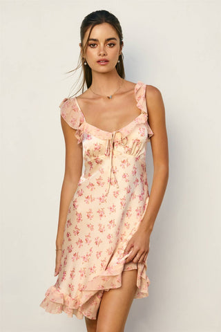 Peach Floral Mini Dress