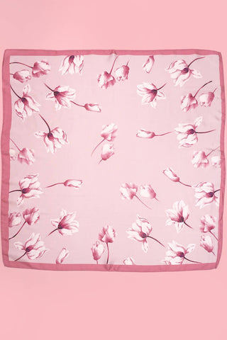Flower Print Silky Feeling Bandana Scarf (Pink)