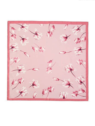 Flower Print Silky Feeling Bandana Scarf (Pink)