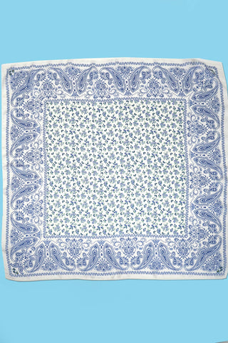 Small Floral Toile Print Bandana Scarf