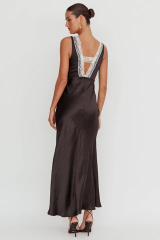 Serena Lace Trim Satin Maxi Dress