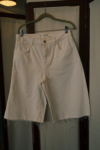 MNG White Bermuda Denim Shorts