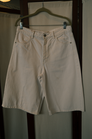 Zara White Bermuda Denim Shorts